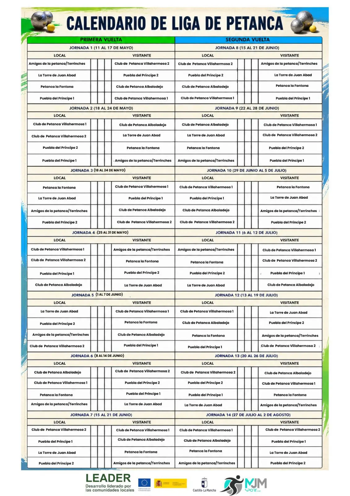 Calendario Petanca